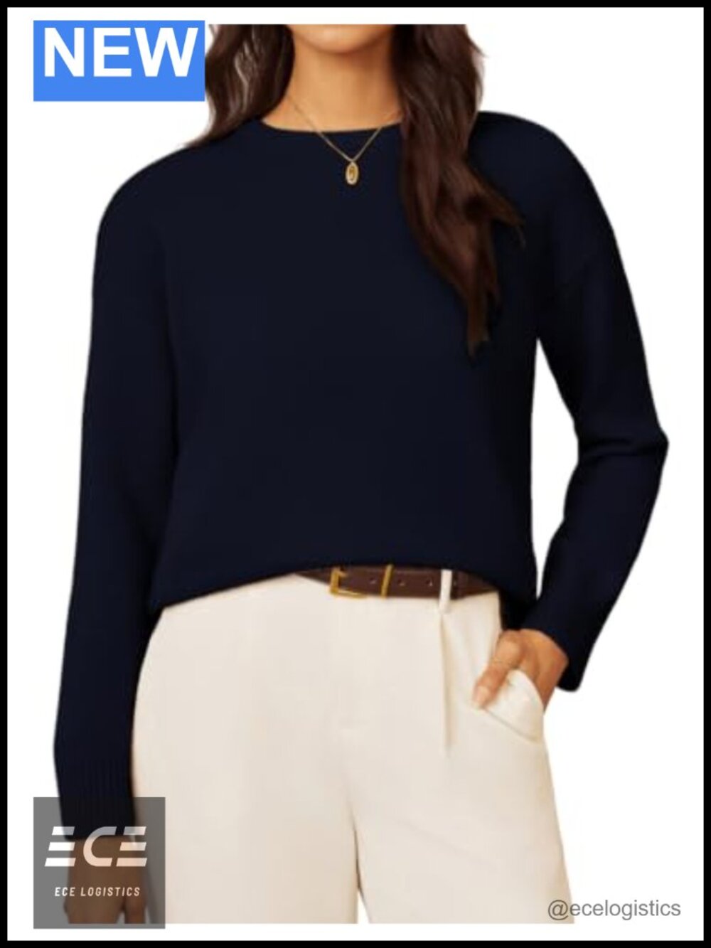 100% Merino Wool Sweater Crewneck Loose Fit Pullover Women